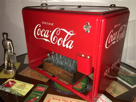 old metal boxe used for passing out coco cola samples|Coca Cola Salesman Sample Cooler for sale .